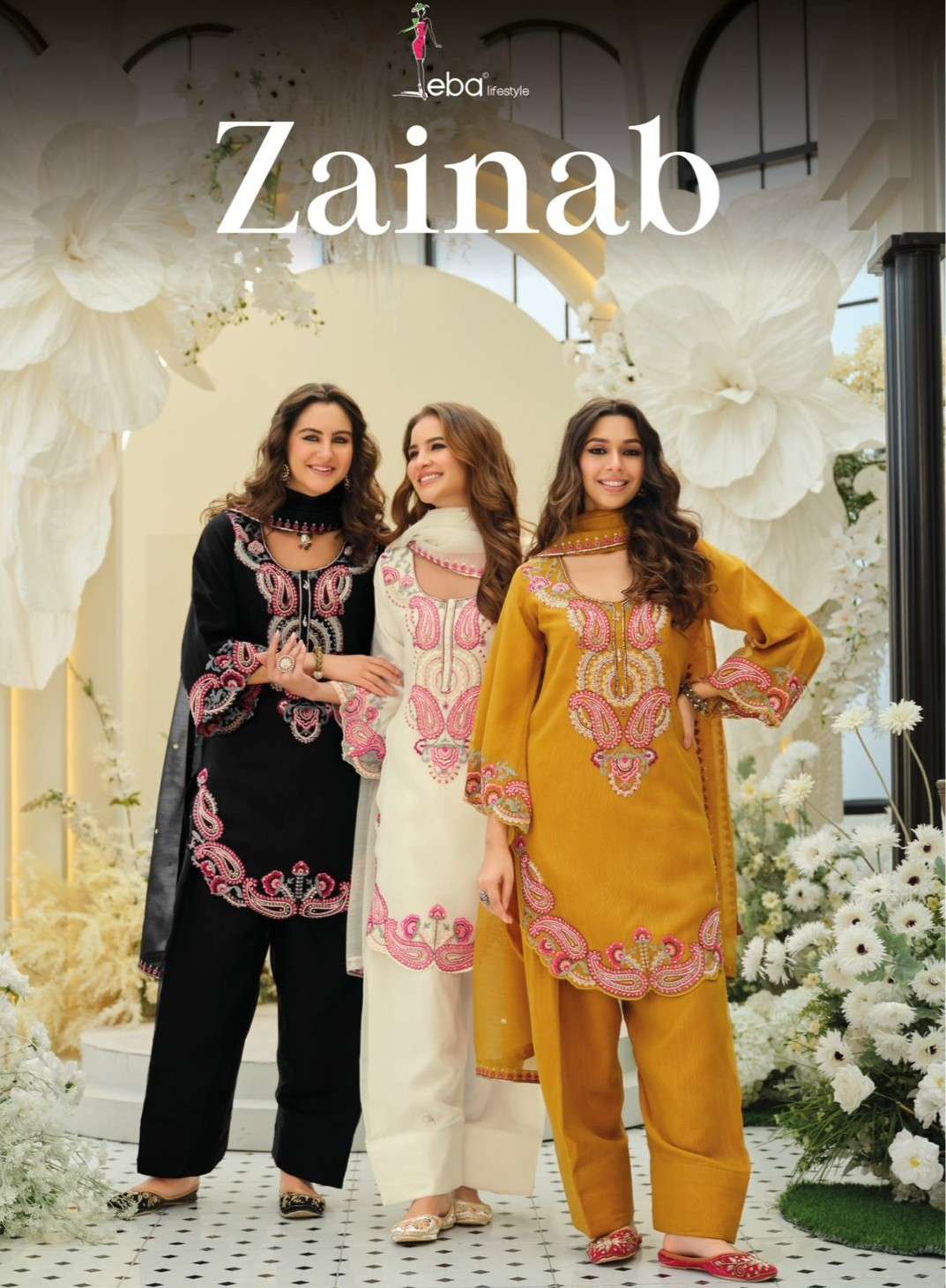 EBA ZAINAB ORGANZA BEADS WORK PAKISTANI CASUAL SUIT EID SPEC...
