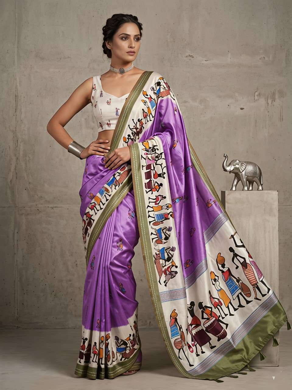 elegance Warli art Heavy blooming mull mull cotton fancy fab...