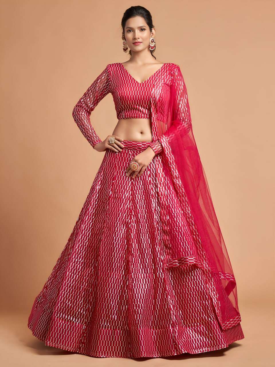 Elegant Hot Pink beautiful colour Vibrant pink Soft Net fanc...