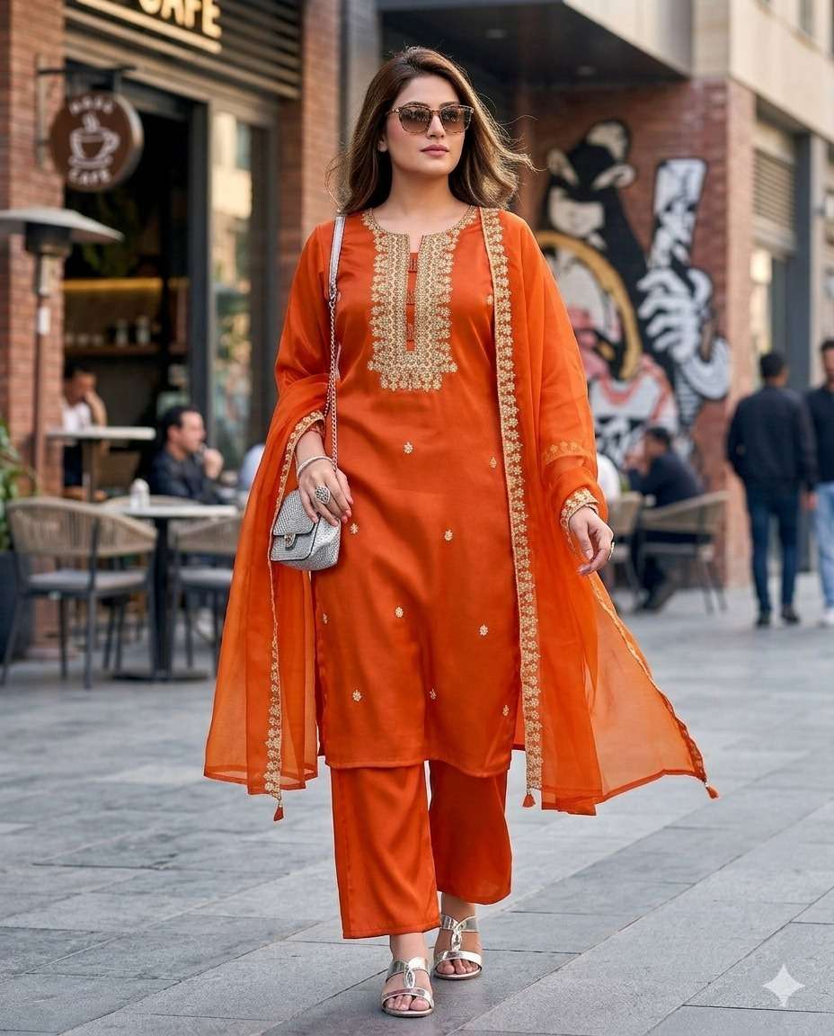 FALAK GLASS VISCOSE SILK STRAIGHT CUT 3 PIECE SUIT COLLECTIO...