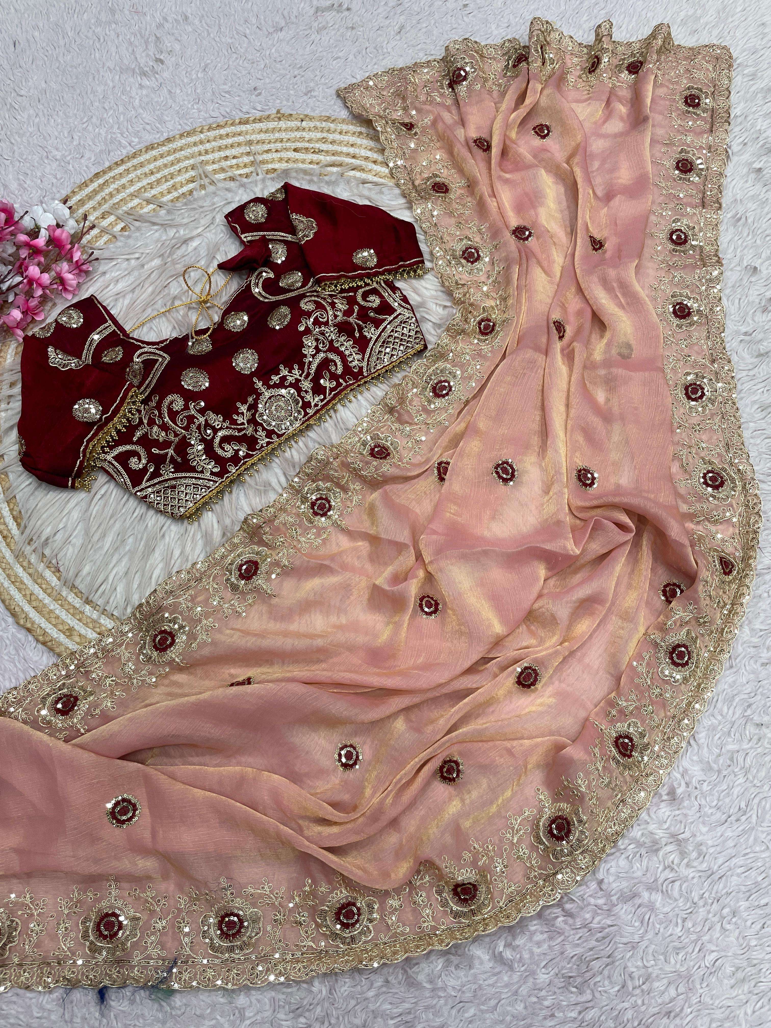 fancy and classic pure and shiny Chiffon party wear fabric S...