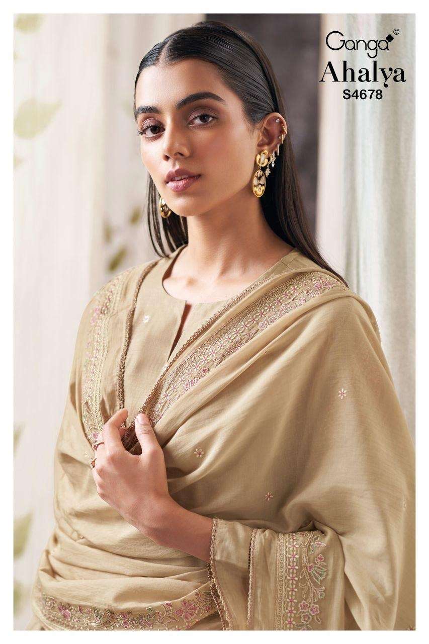 GANGA AHALYA 4678 MUL SOLID COLOR WITH EMBROIDERY SALWAR SUI...