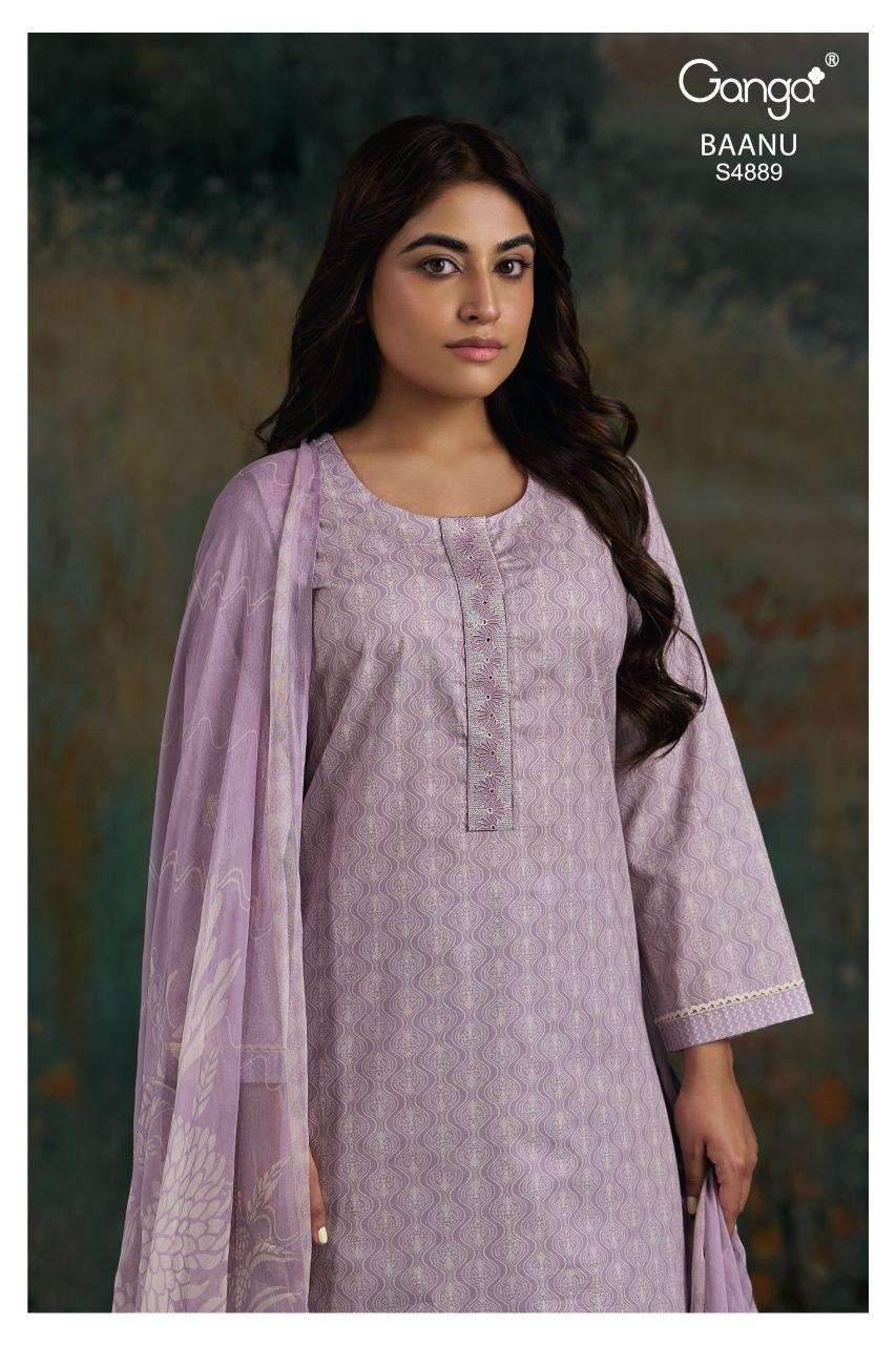 GANGA BAANU 4889 PREMIUM COTTON PRINTED AND WORK SALWAR KAME...