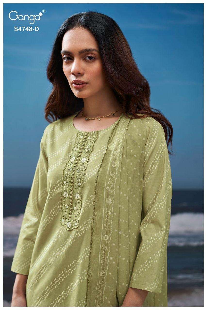 GANGA CAIRAEL 4748 COTTON PRINTED WITH EMBROIDERY SALWAR SUI...