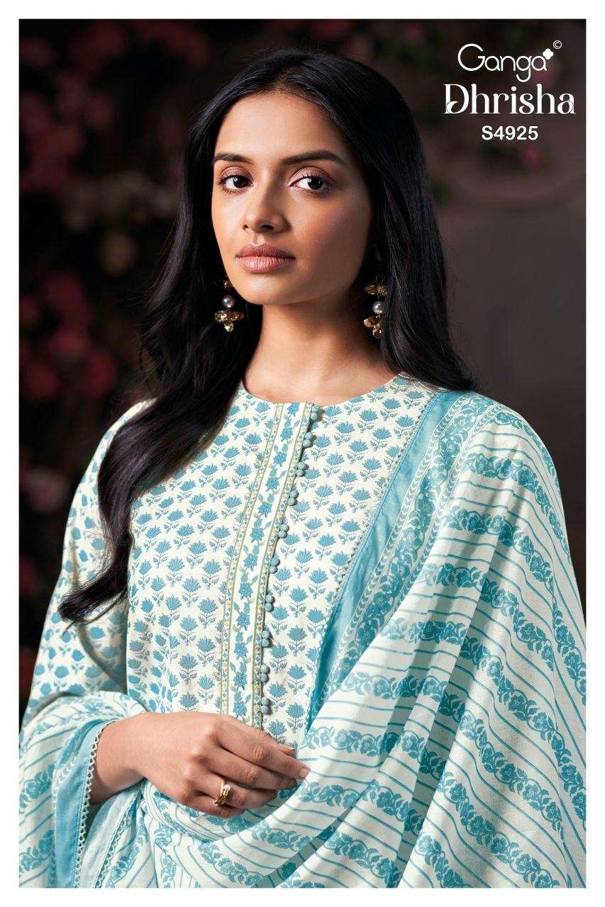 GANGA DHRISHA 4925 COTTON PRINTED WITH PRINTED MORE WORL SAL...
