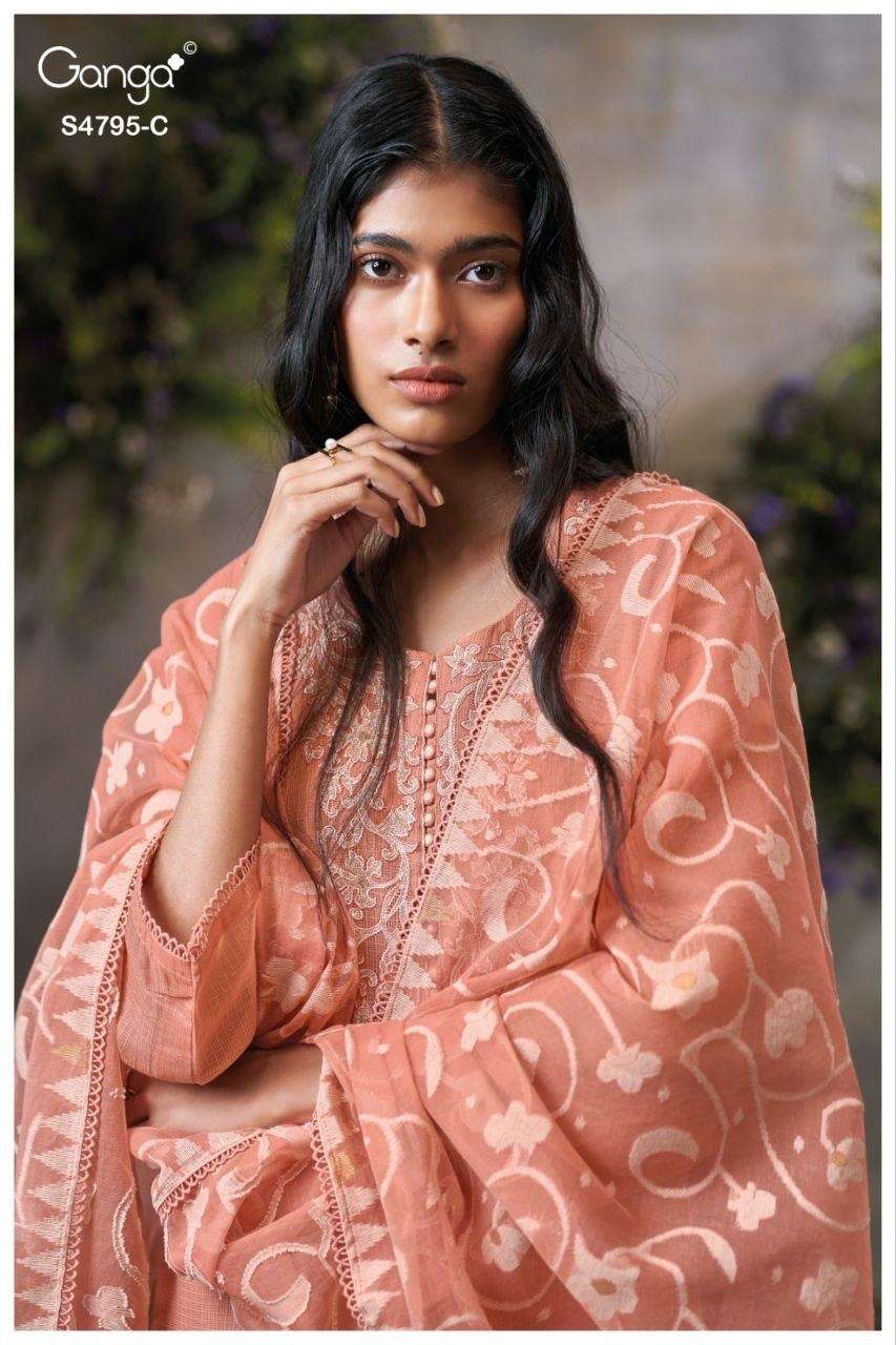 GANGA DUSNEA 4795 KOTA SOLID COLOR EMBROIDERY SUIT TRADITION...