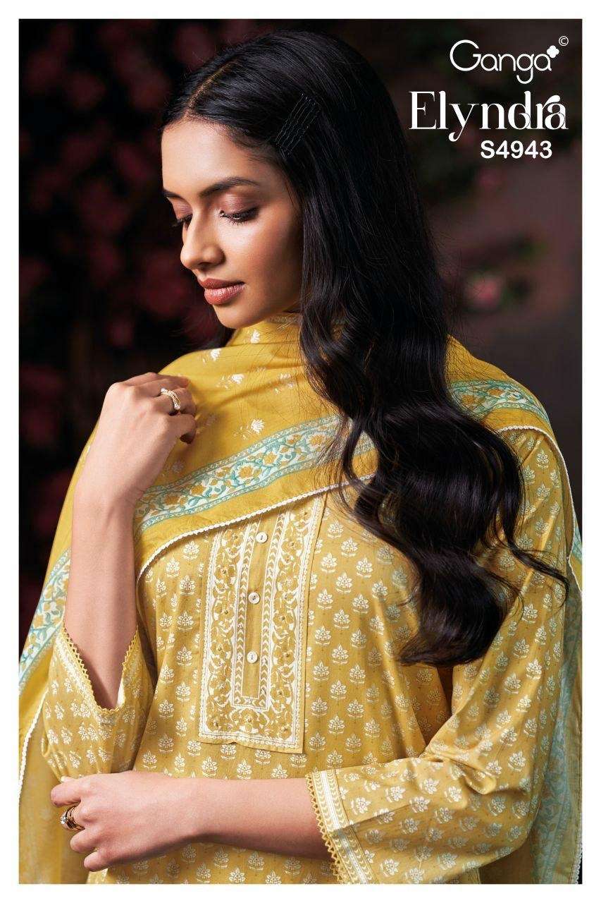 GANGA ELYNDRA 4943 COTTON PRINTED WITH HAND WORK SALWAR SUIT...
