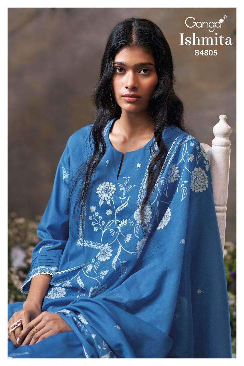 GANGA ISHMITA 4805 COTTON PRINTED WITH HAND DESIGN LADIES DR...