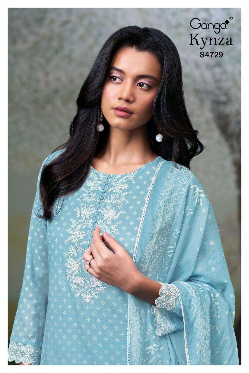 GANGA KYNZA 4729 MUL PRINTED WITH EMBROIDERY SALWAR KAMEEZ A...