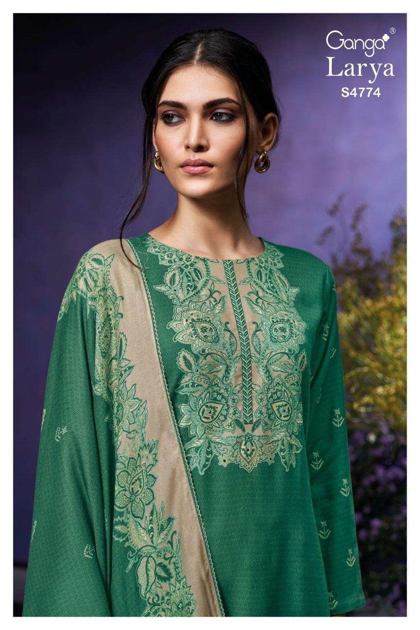 GANGA LARYA 4774 COTTON PRINTED WITH HAND EMBROIDERY 3 PIECE...