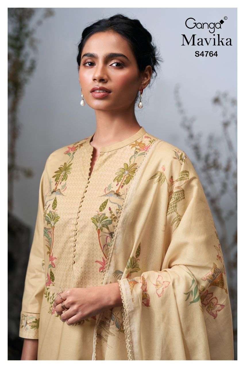 GANGA MAVIKA 4764 COTTON PRINTED WITH HANDWORK SALWAR SUIT M...