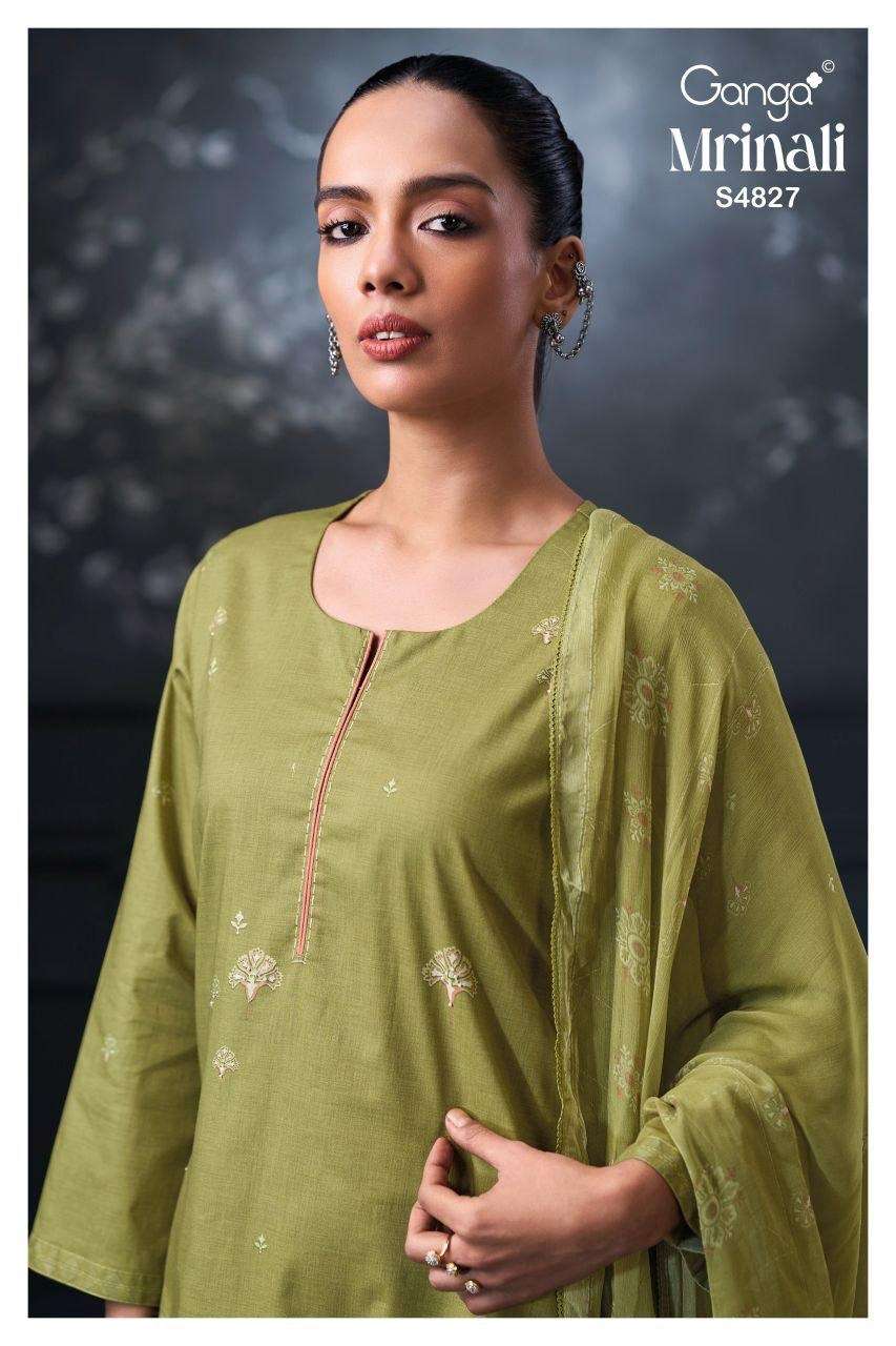 GANGA MRINALI 4827 BEMBERG KOTA SOLID COLOR WITH EMBROIDERY ...
