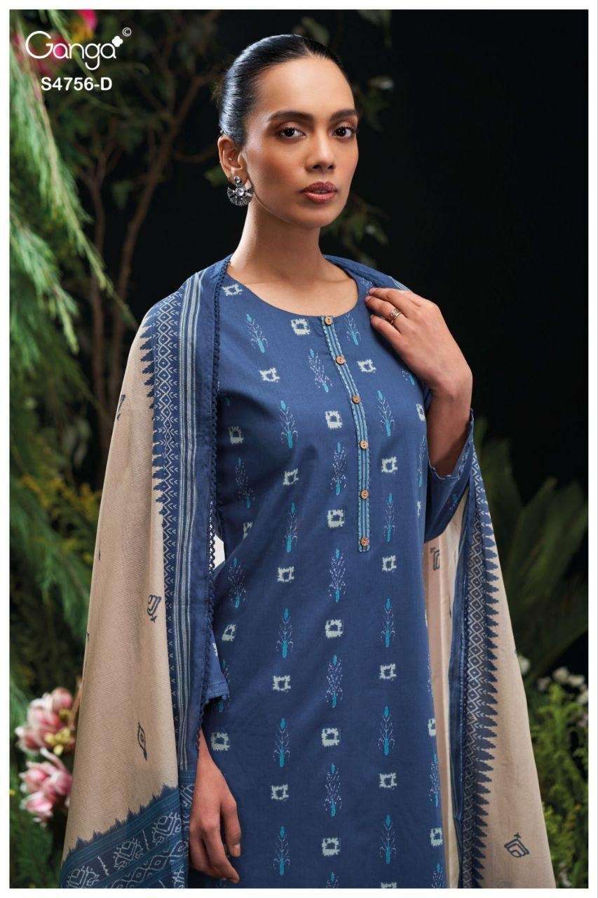 GANGA NITYASHA 4756 COTTON PRINTED WITH EMBROIDERY SALWAR SU...