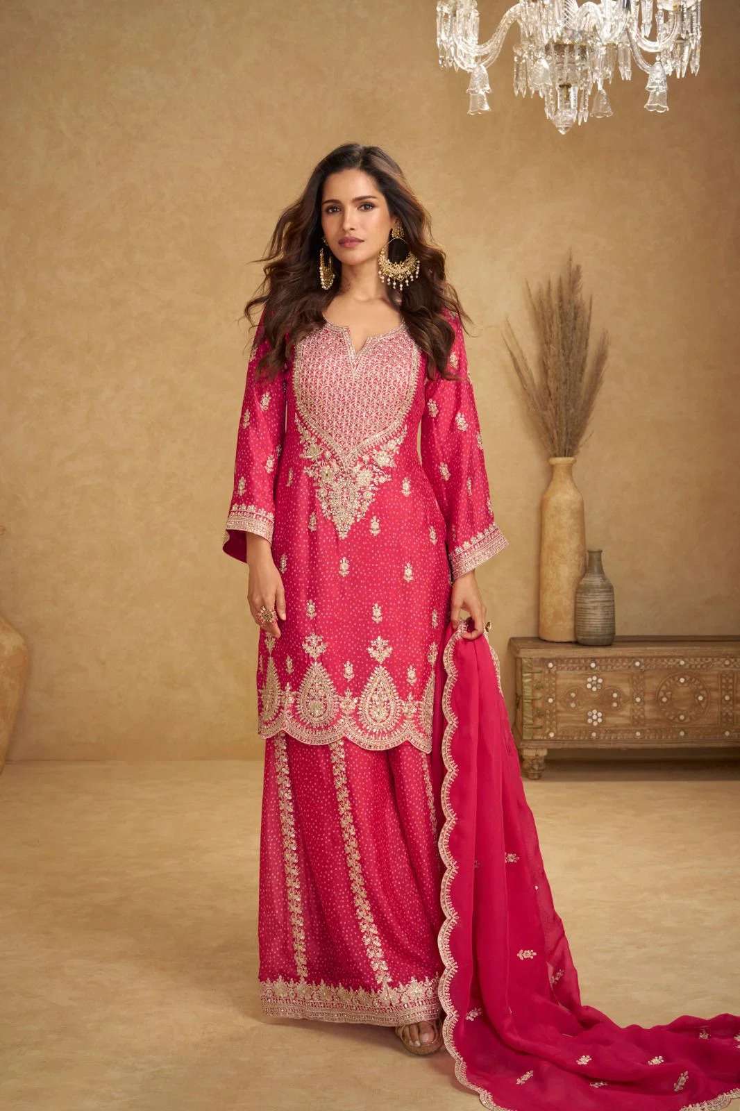 GULKAYRA DESIGNER KAREENA REAL CHINON DIGITAL WORK SHARARA S...