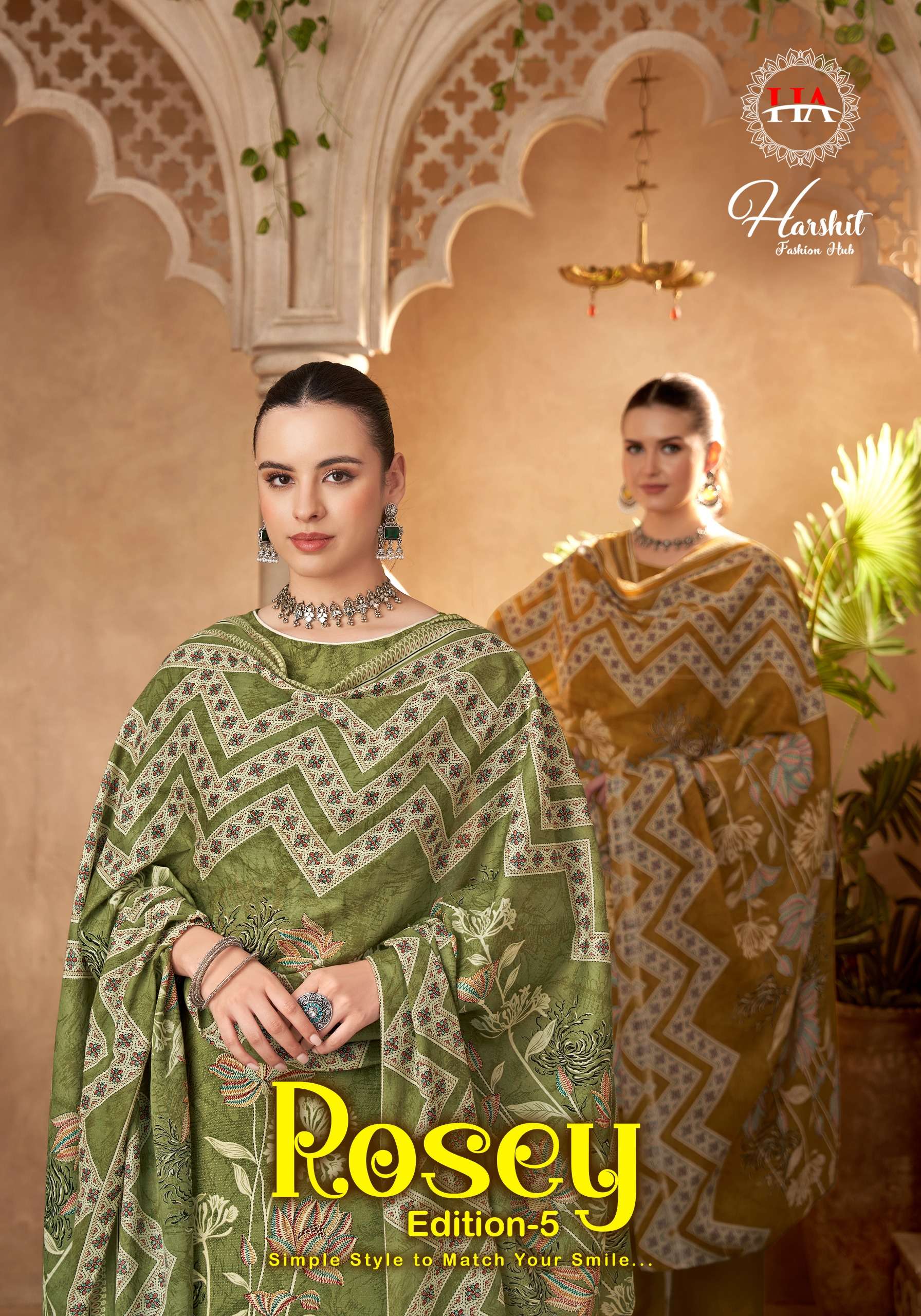 HARSHIT FASHION ROSEY VOL 5 ZAM COTTON DESIGNER UNSTITCH SUI...