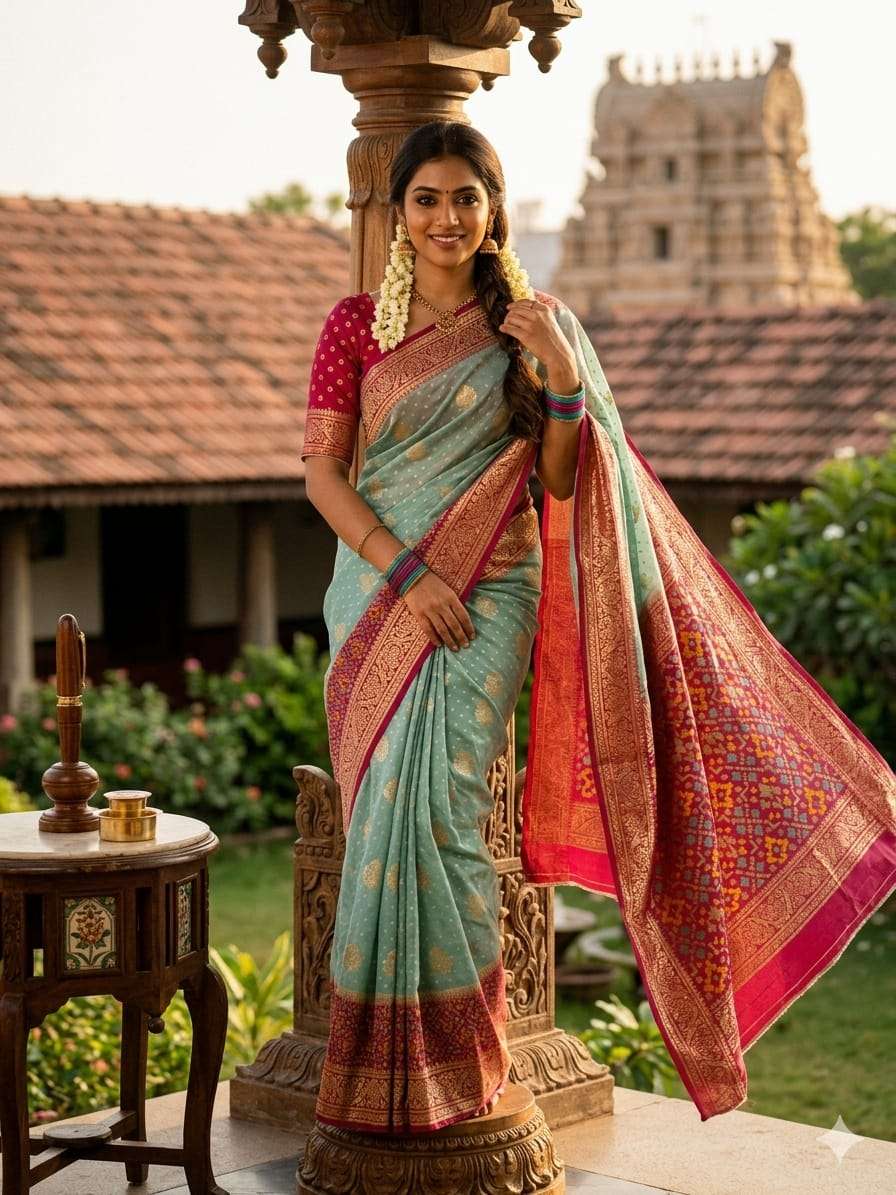 Heavy and soft Marsh Mellow fabric with Blooming Saree suppl...