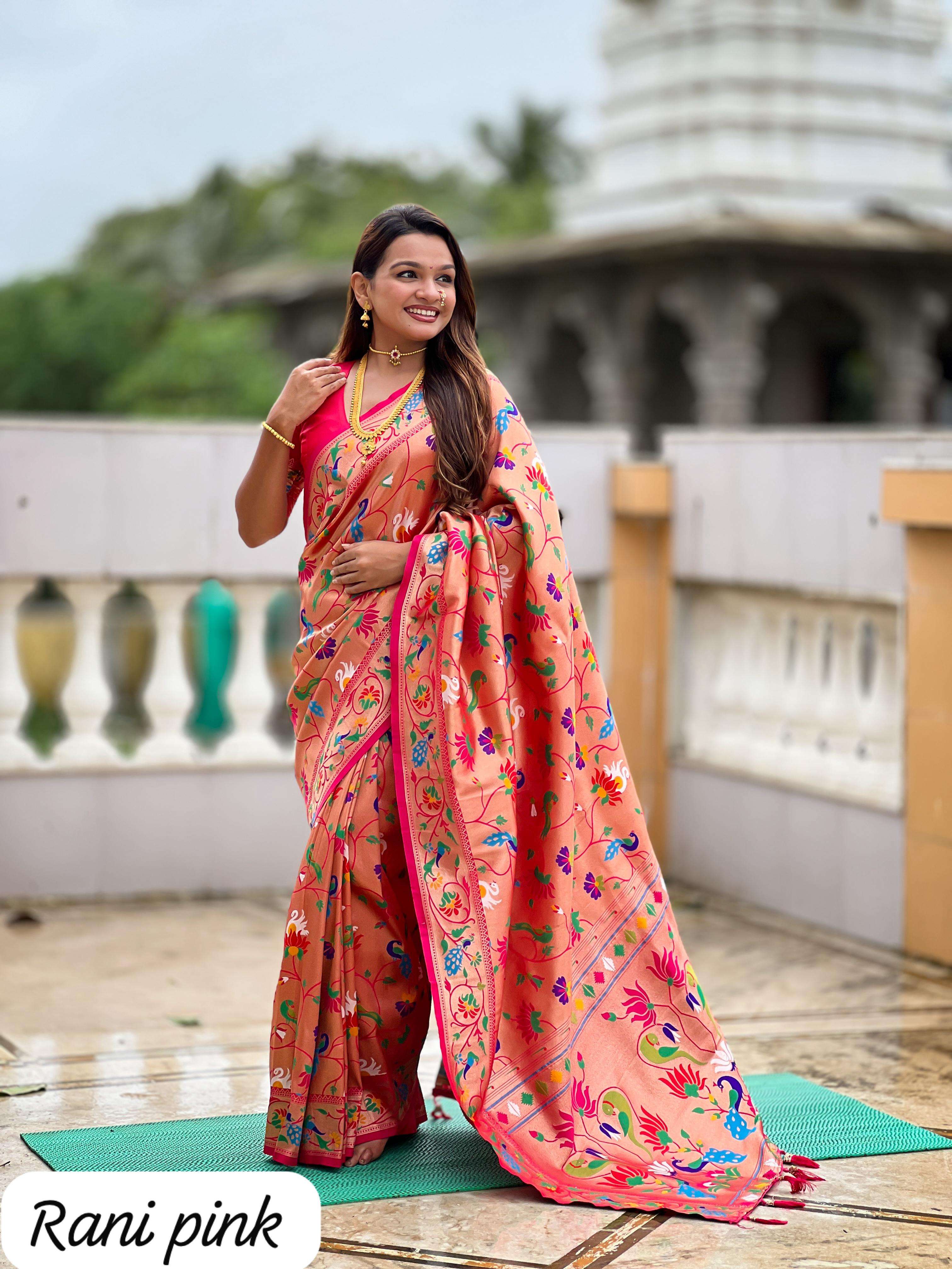   Hit Design traditional Kanjivaram Paithani soft and pure s...