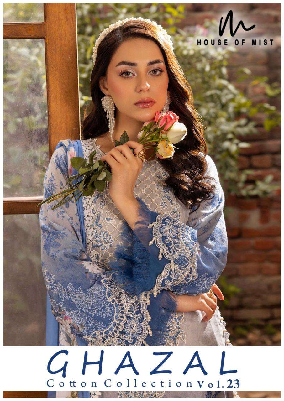 HOUSE OF MIST GHAZAL VOL 23 KARACHI COTTON DESIGNER SALWAR S...