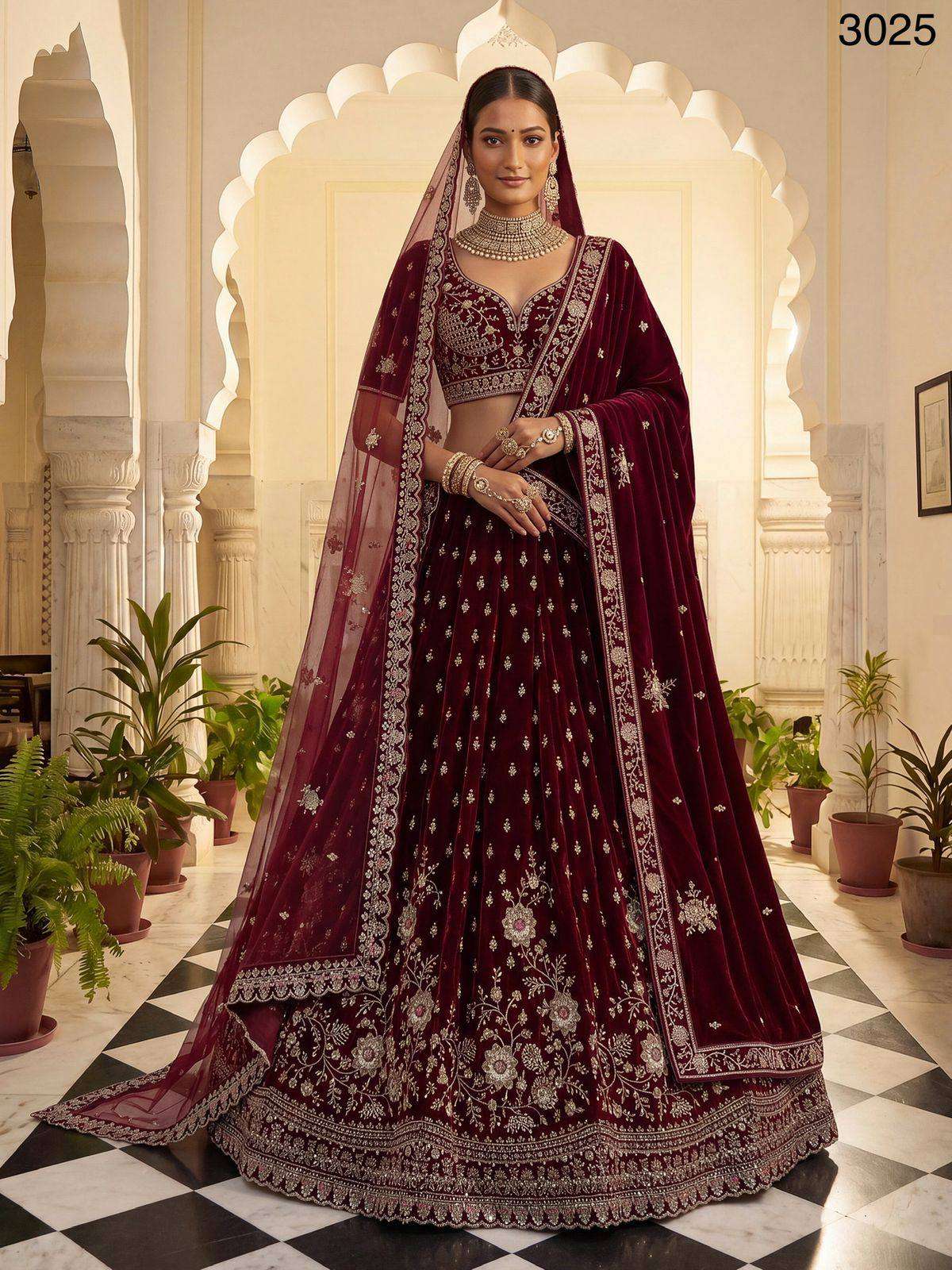   Intricate Mehroon fancy and classic Velvet elegant fabric ...