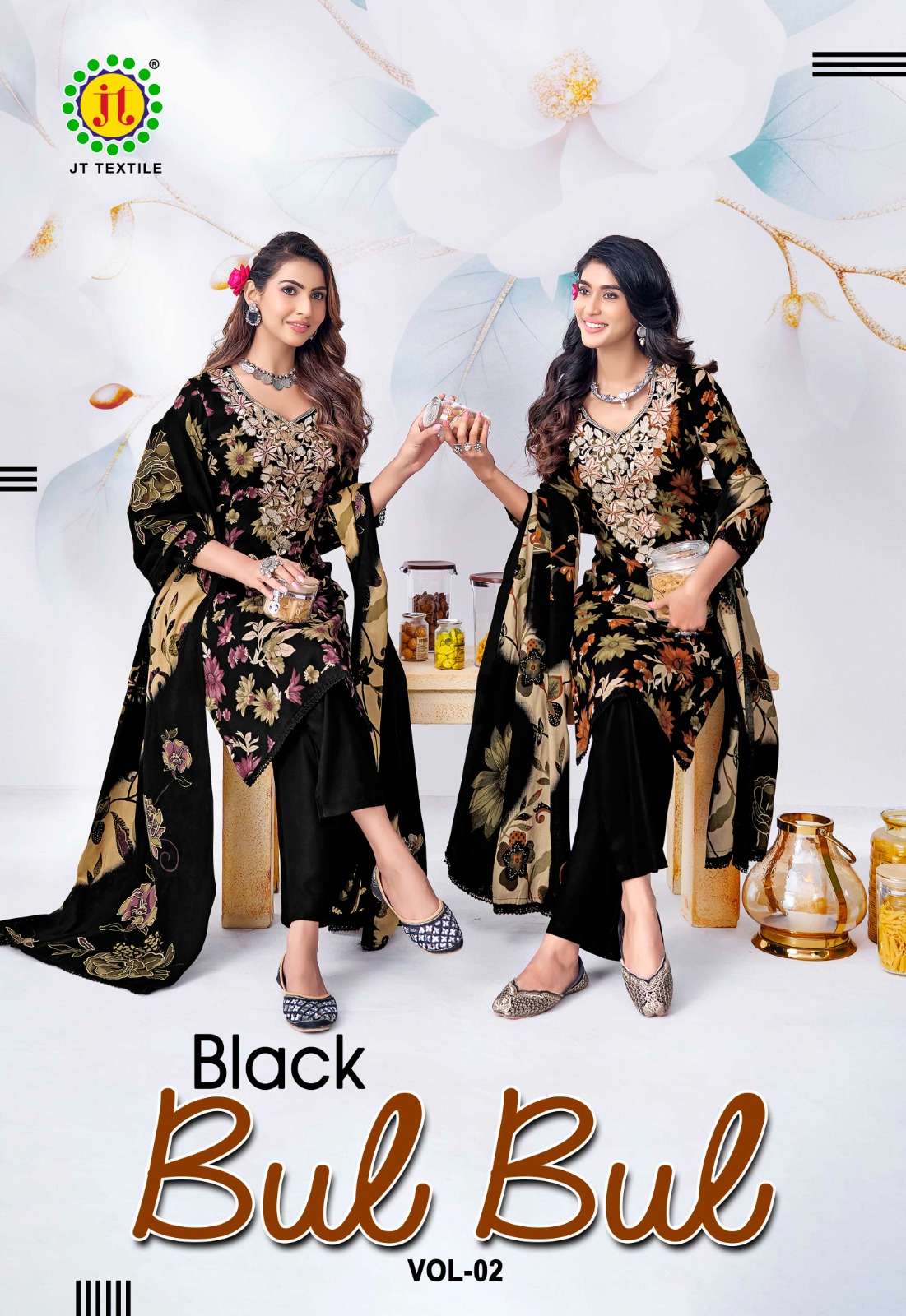 JAMATMAL BLACK BULBUL VOL 2 RAYON FABRIC BLACK DESIGN SALWAR...