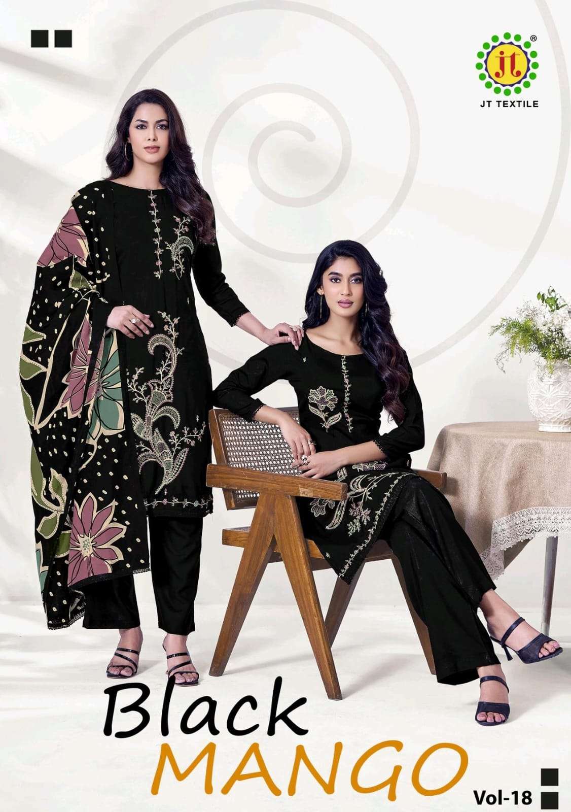 JAMATMAL BLACK MANGO VOL 18 BOUTIQUE RAYON FABRIC PRINT SALW...