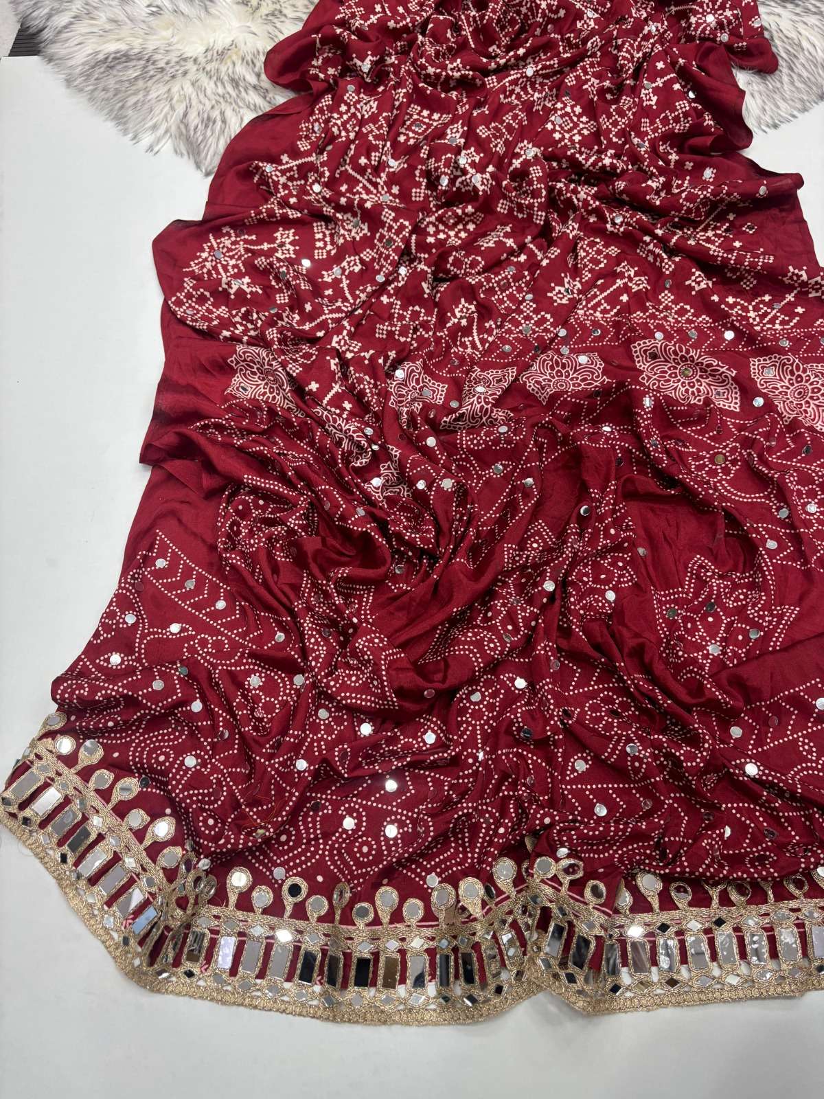 Jyoti red colour Fancy and Pure Satin classic Silk fabric Wi...