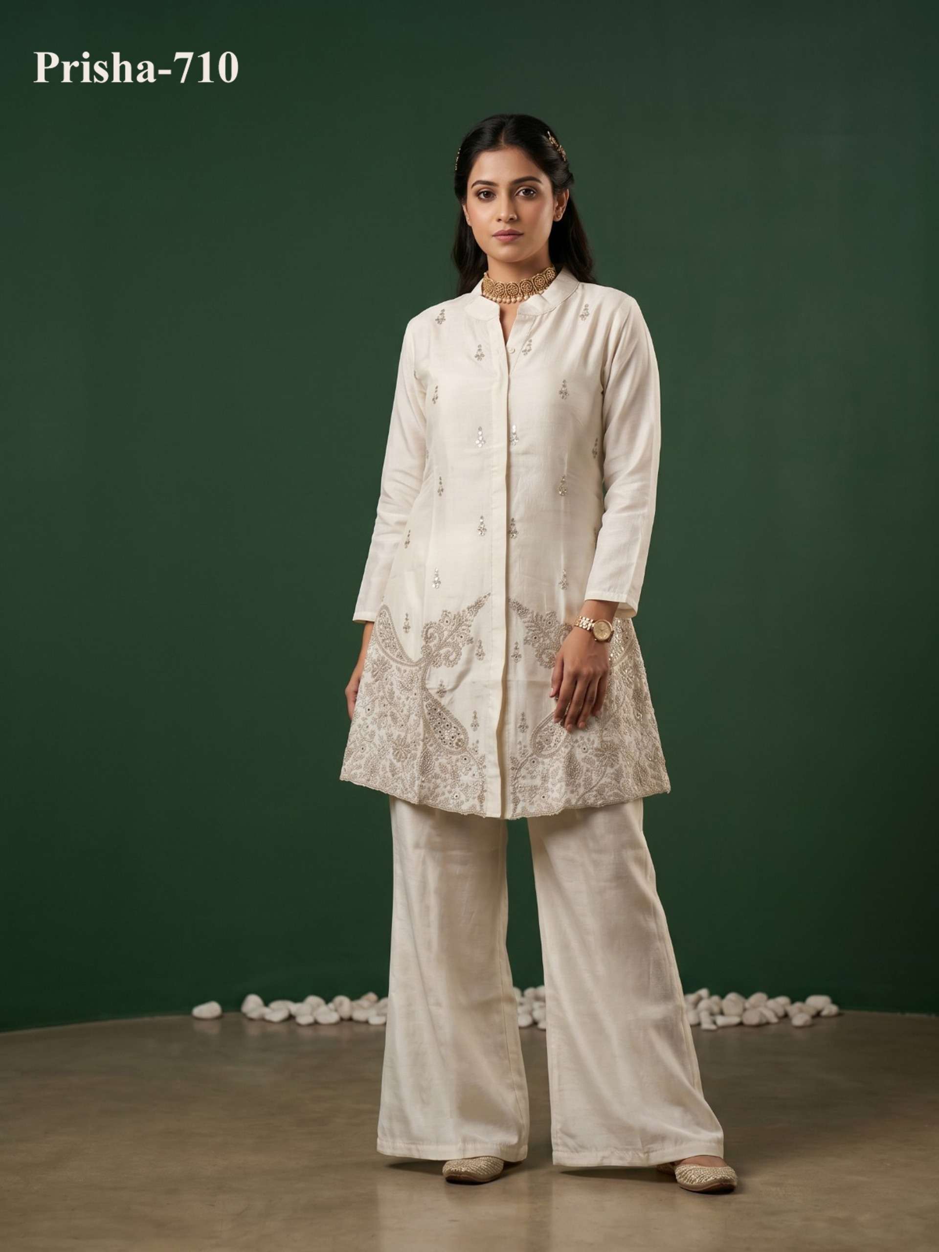 K 892 ROMAN GLASS WITH INNER KURTI PALAAZO SPECIAL SHADI SEA...