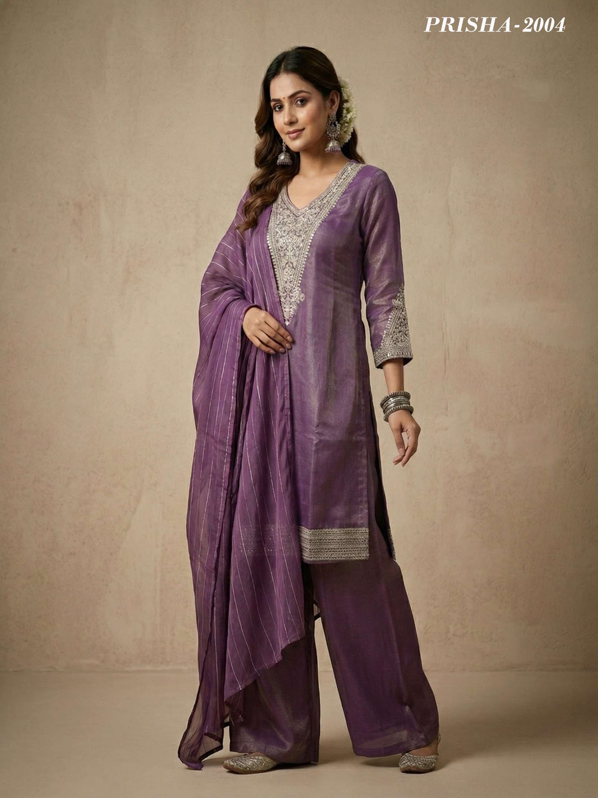 K 920 SHIMMER LINING WITH INNER DESIGNER SHORT TOP PALAZZO S...