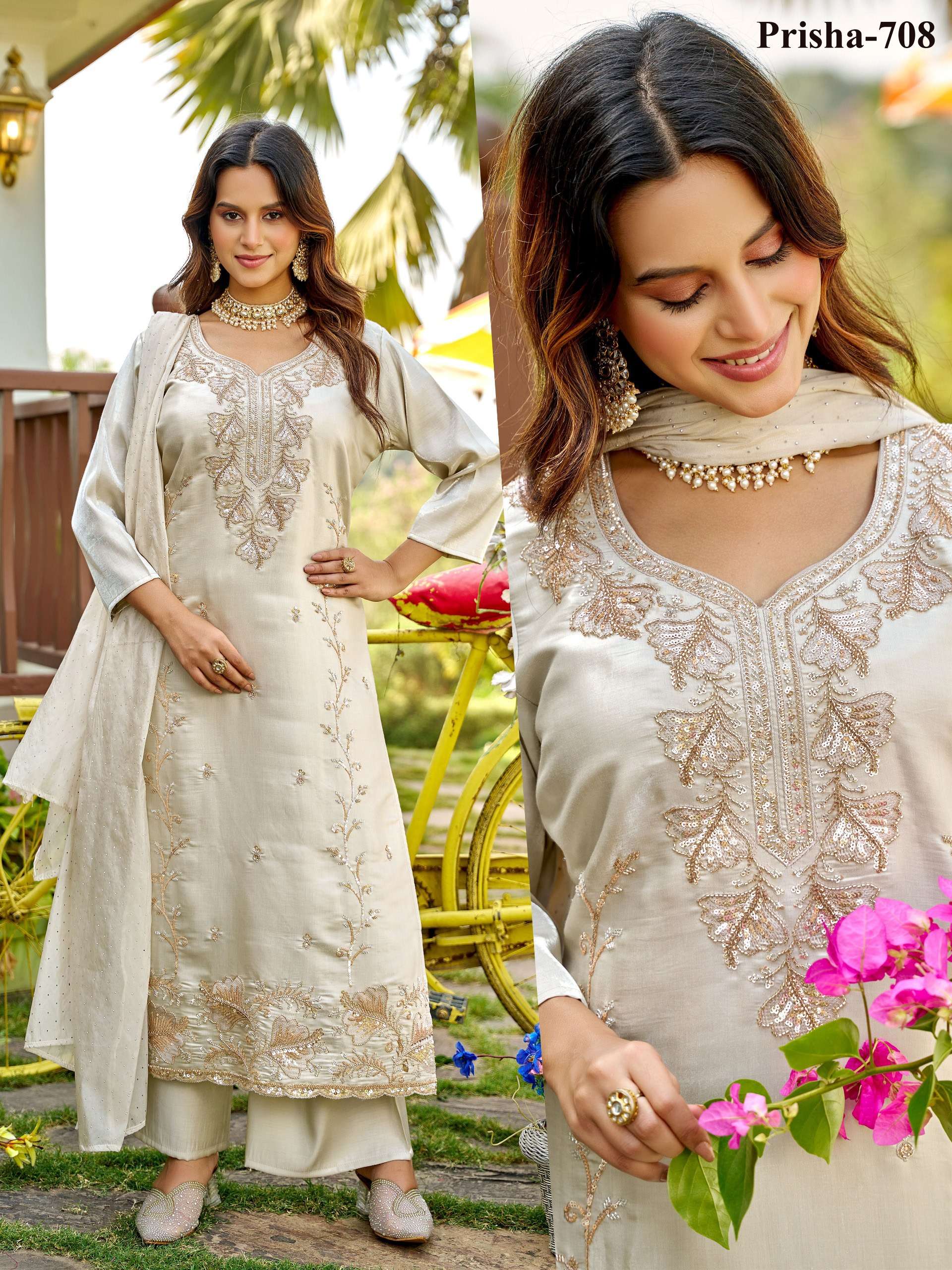 K 963 ROMAN GLASS WITH INNER BIDS WORK PALAZZO SUIT RESELLER