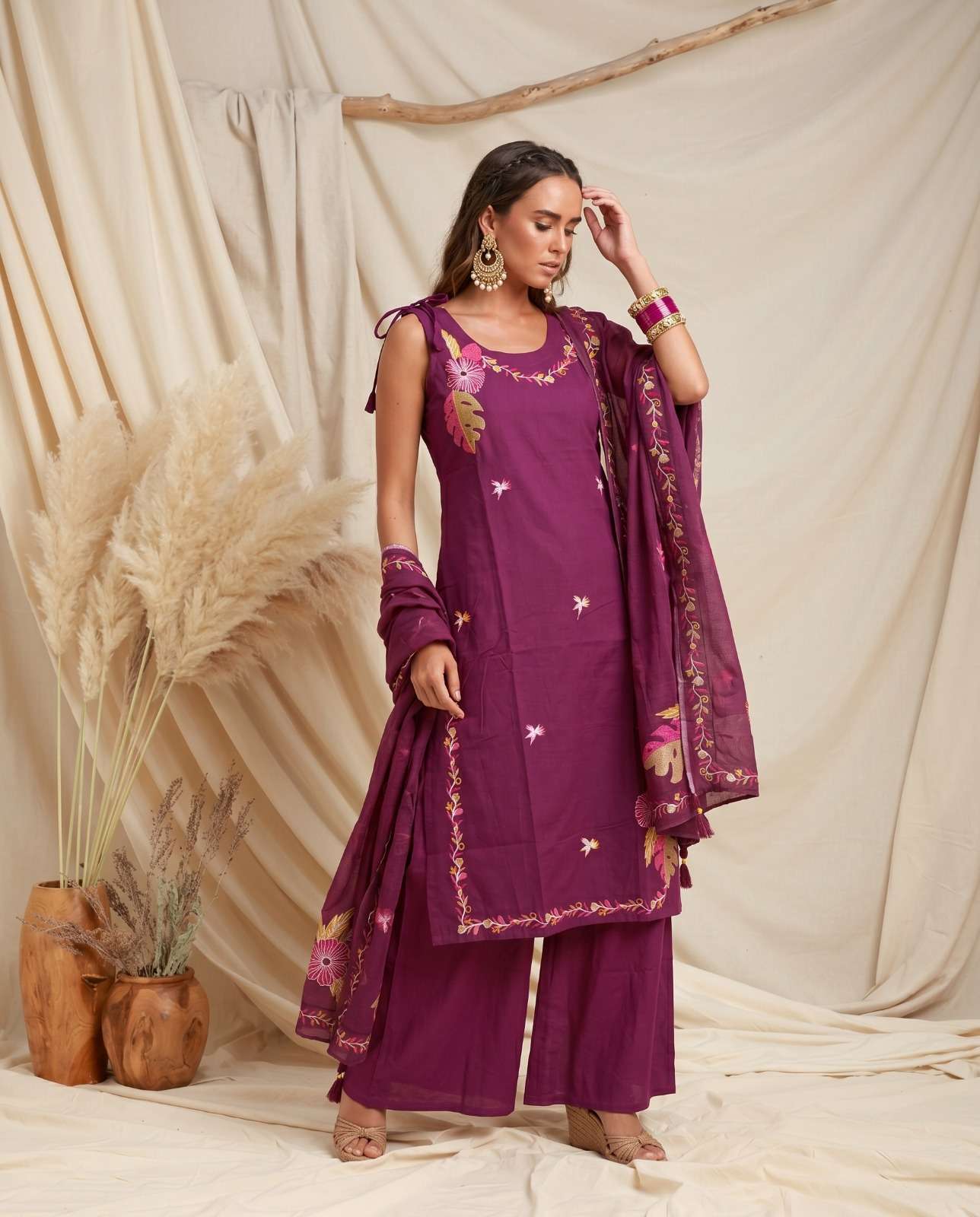 K 976 COTTON 3 PIECE HEAVY WORK SALWAR KAMEEZ COLLECTION AT ...