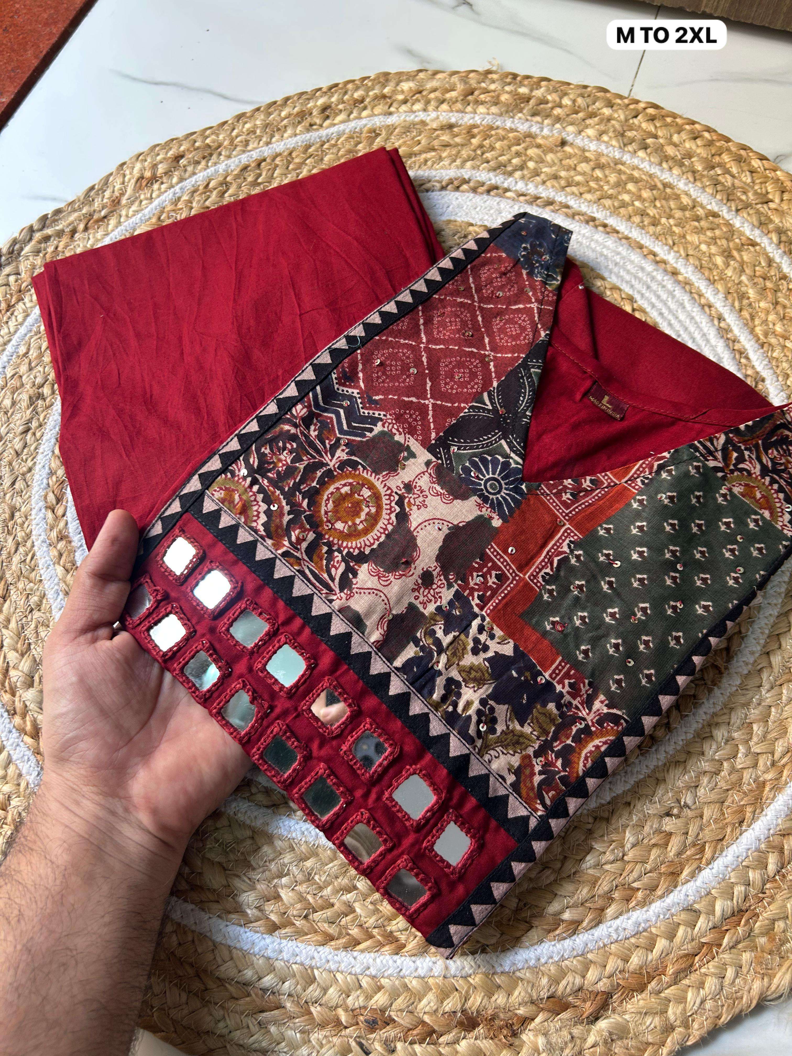 KALMKARI PRINT NECK STRAIGHT CUT KURTI PANT FOR DAILY WEAR O...