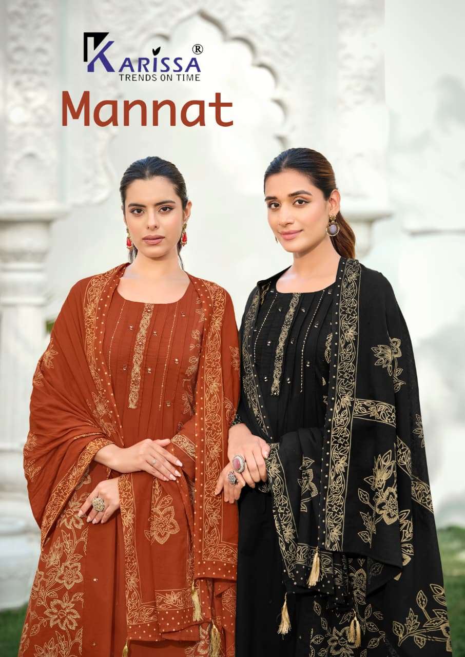 KARISSA MANNAT HEAVY BOMBAY COTTON A  LINE TOP BOTTOM WITH D...