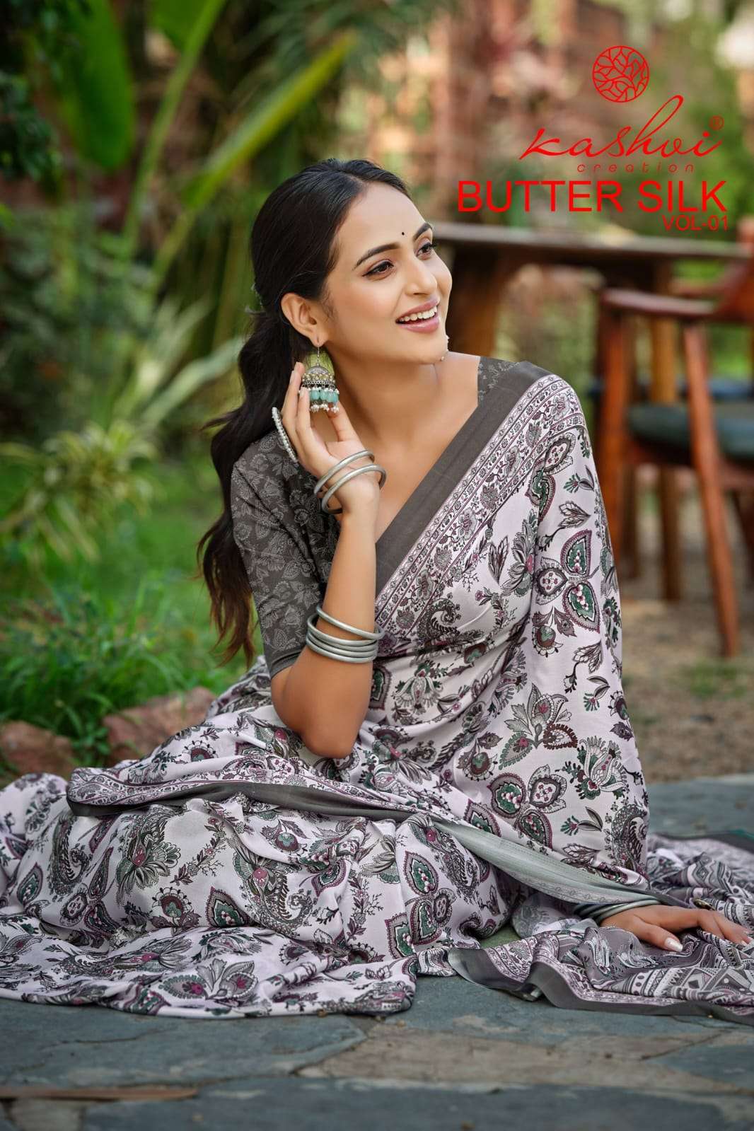 KASHVI CREATION BUTTER SILK VOL 1 SILK CRAPE DIGITAL PRINT S...
