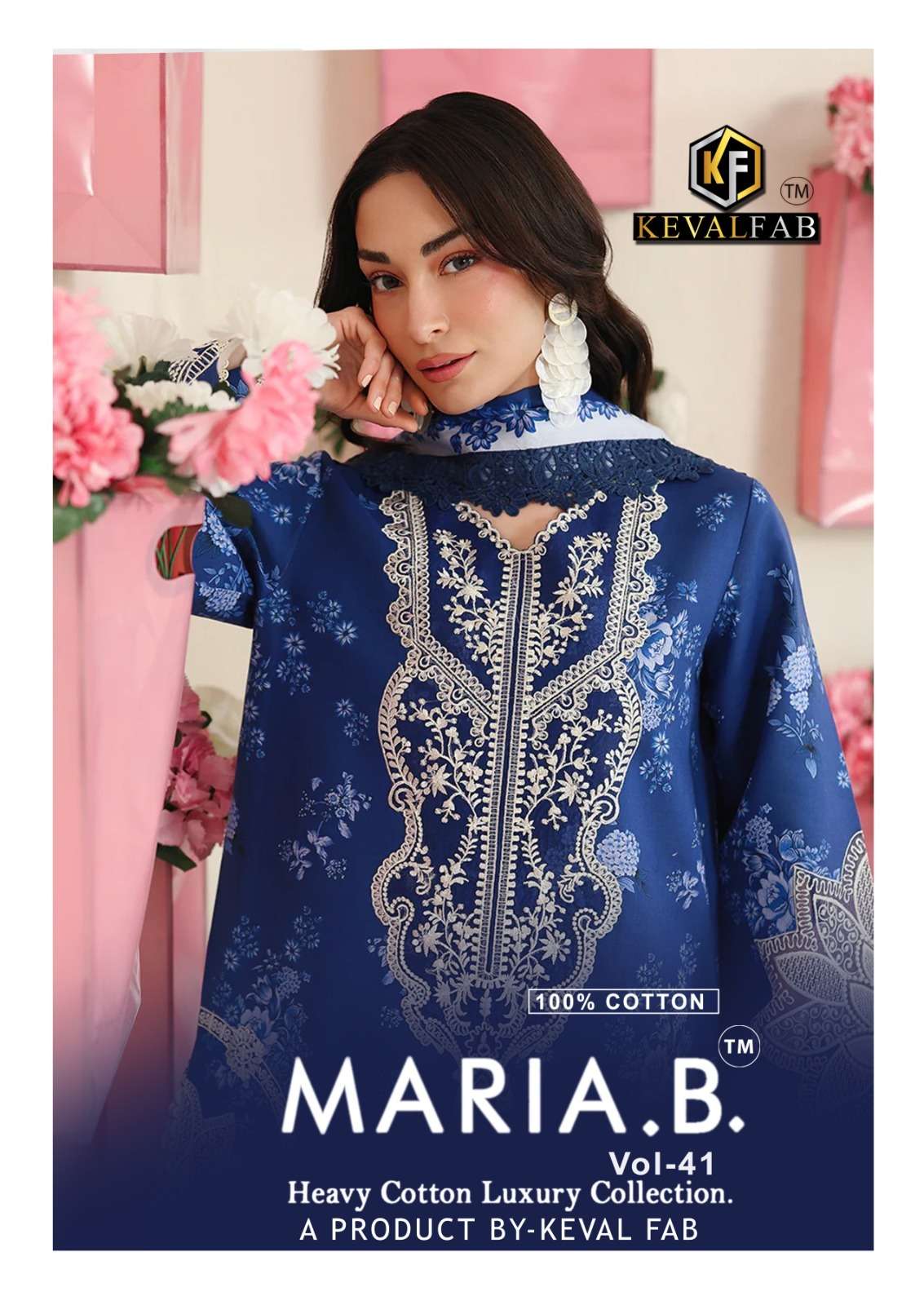 KEVAL FAB MARIA B VOL 41 LAWN COTTON PRINTED KARACHI 3 PIECE...