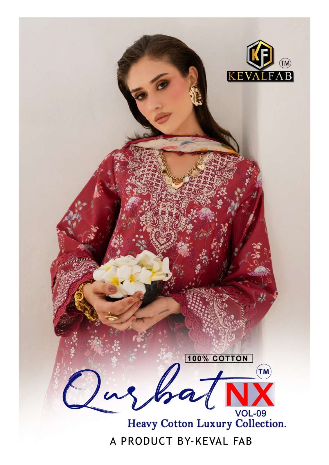 KEVAL FAB QURBAT NX VOL 9 KARACHI DRESS COTTON PRINTED MARKE...