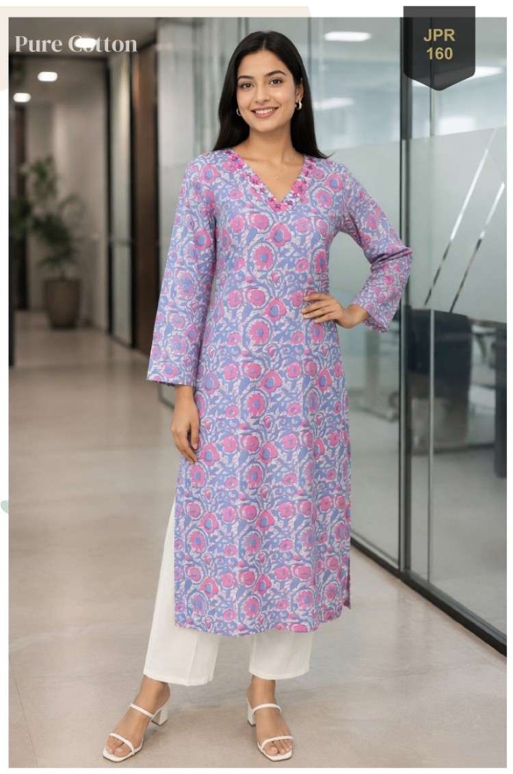 KHUSHI TREND OFFICE TRADITIONAL LOOK JAIPUR PRINT KURTI ONLY...