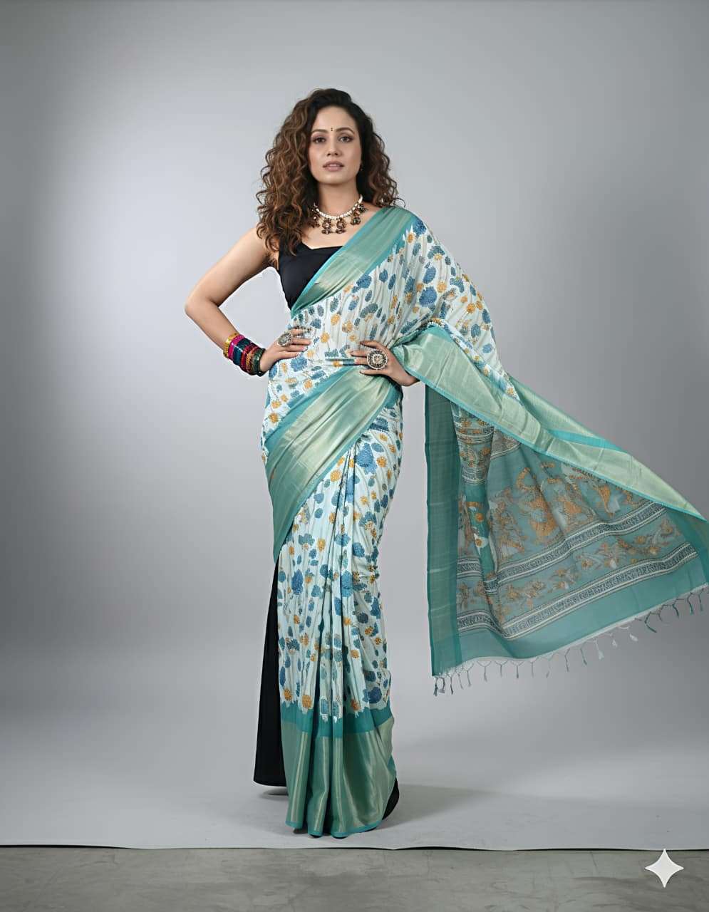 KODIYAK MOSS HEAVY AND MOSS CHIFFON FANCY FABRIC WITH FLOWER...