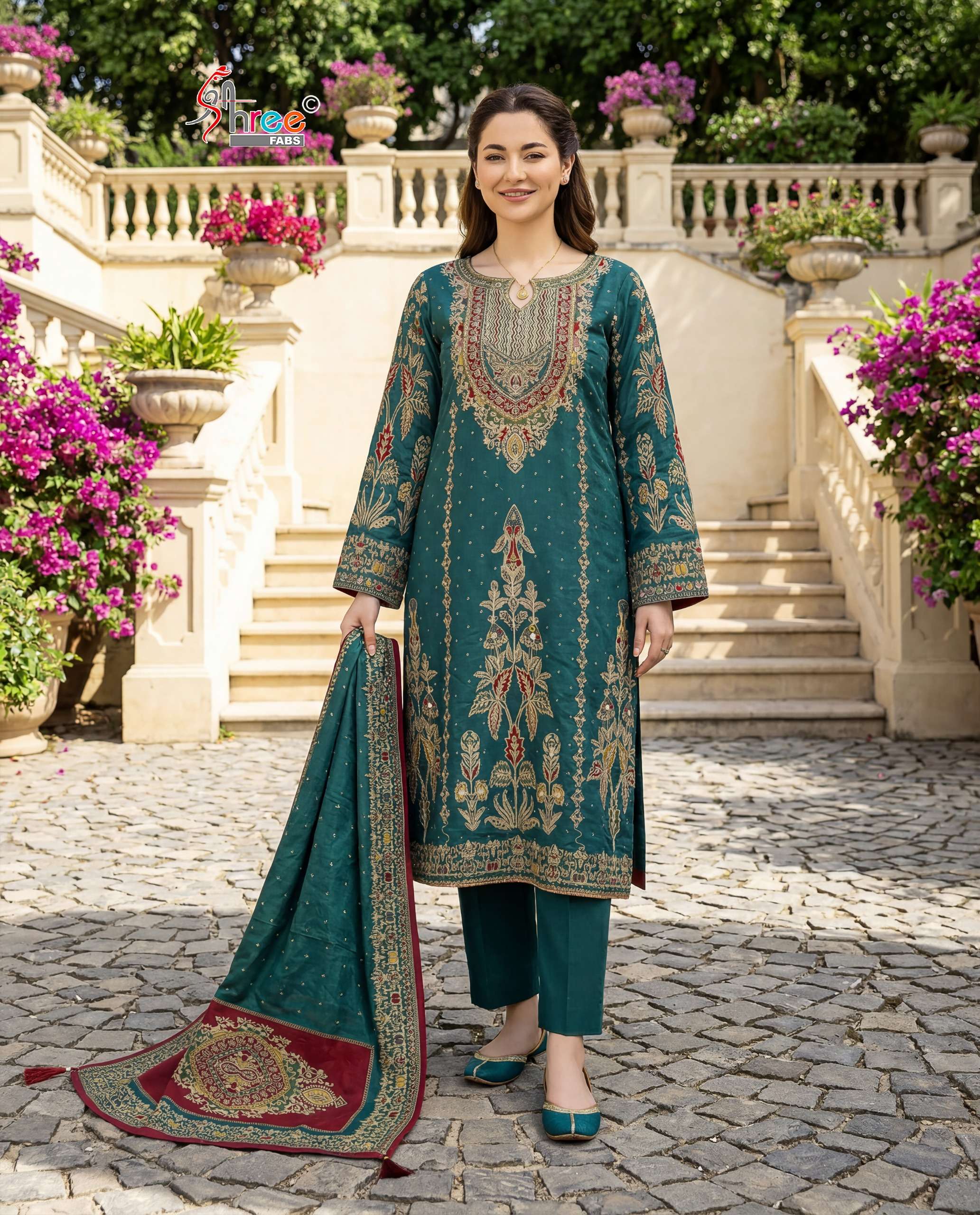 KT 356 BRAND MUSLIN DESIGNER SUIT PAKISTANI FASHION FESTIVAL...