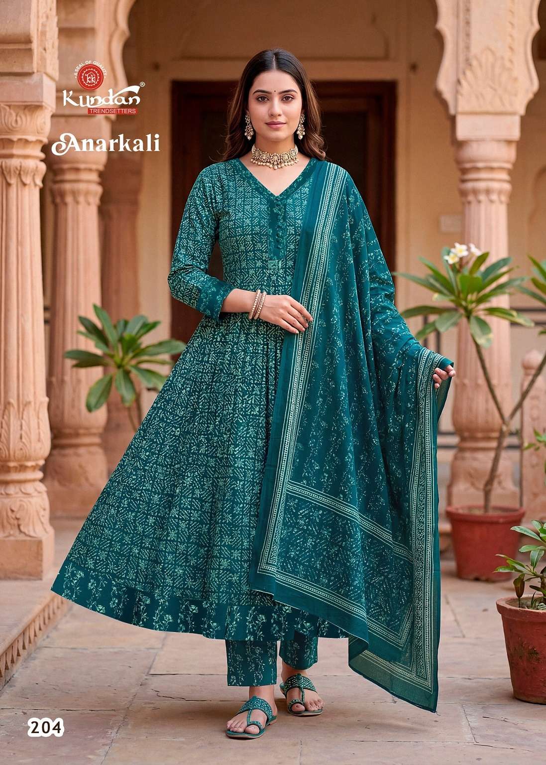KUNDAN ANARKALI VOL 2 COTTON PRINTED ANARKALI STYLE SUIT LAD...