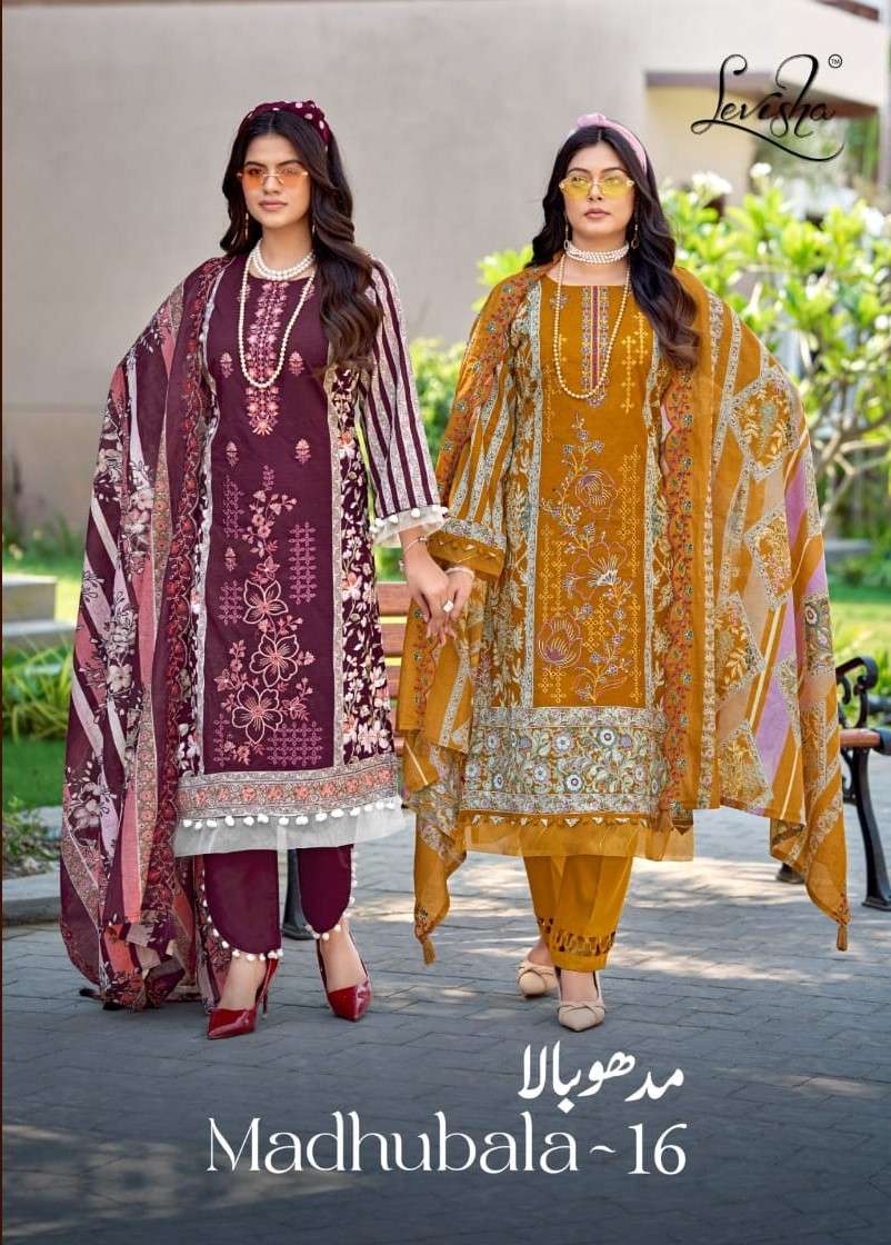 LEVISHA MADHUBALA VOL 16 LAWN COTTON PAKISTANI STYLE PRINT S...