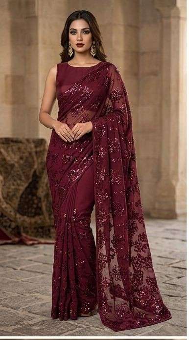 MANOHARI  BOLLYWOOD STYLE SAREE WITH EXPORT QUALITY FINE YAR...