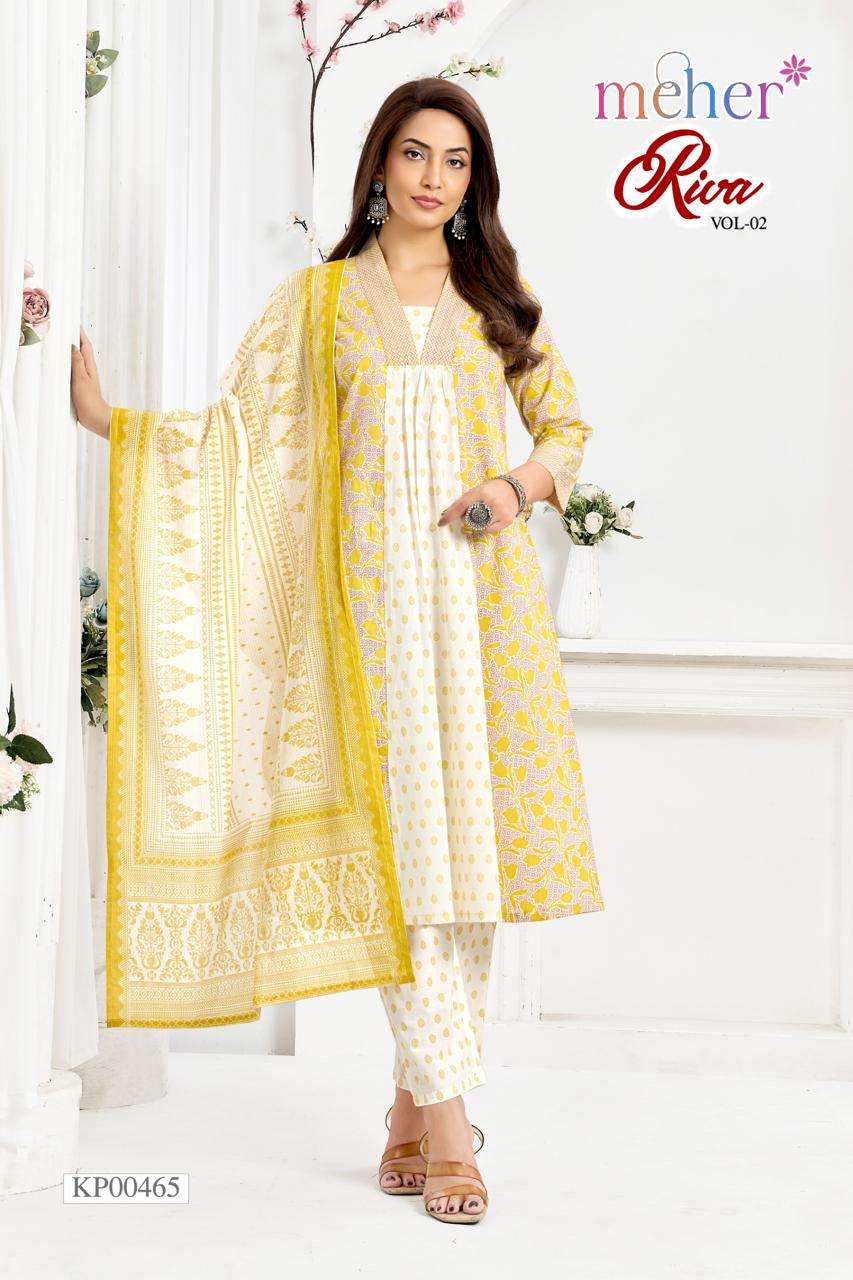 MEHER RIVA VOL 2 COTTON CAMBRIC THREE PIECE SET FOR REGULAR ...