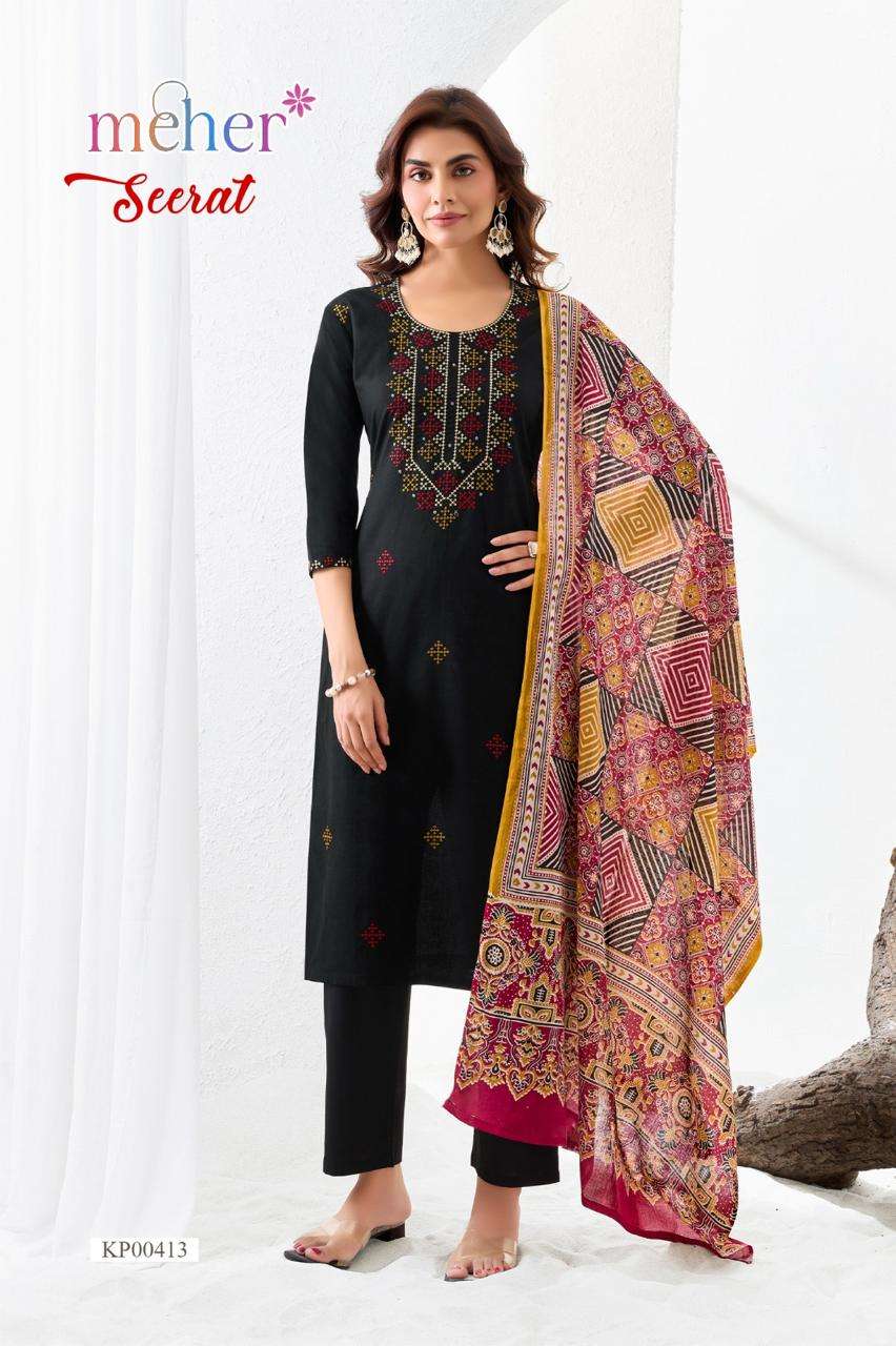 MEHER SEERAT READYMADE COTTON 3 PIECE SUIT FOR REGULAR WEAR ...