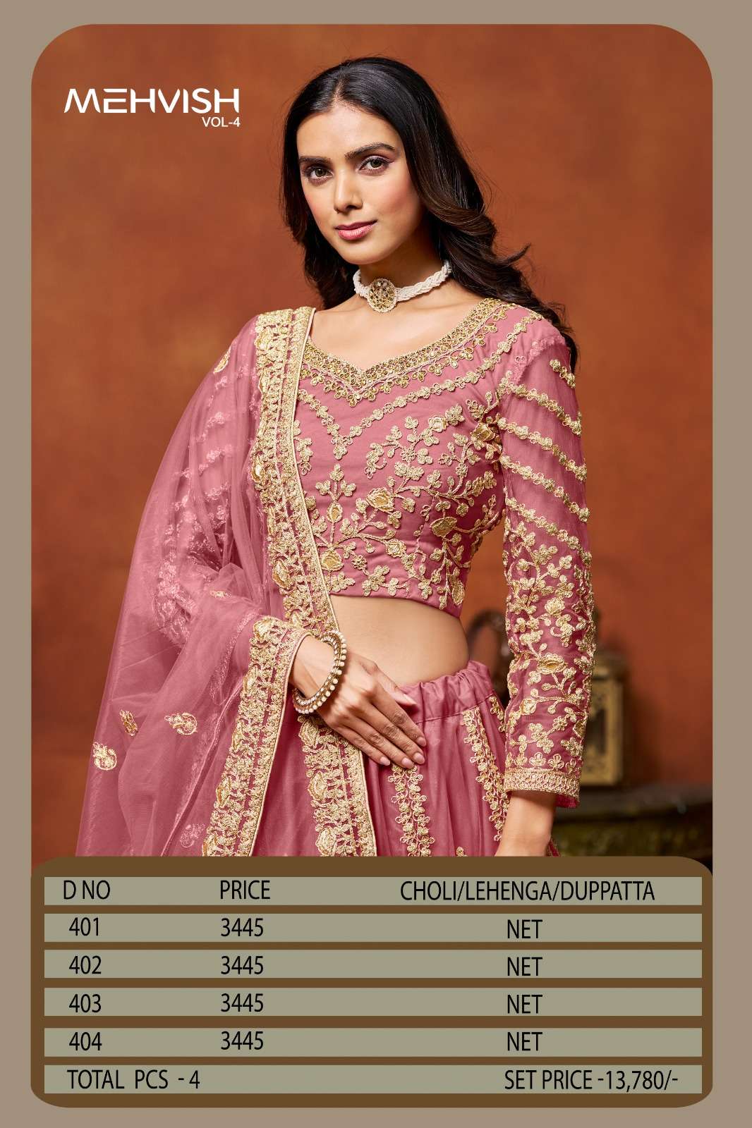 Mehvish Mehvish Vol 4 401 To 404 shiny and colouring Net Fab...
