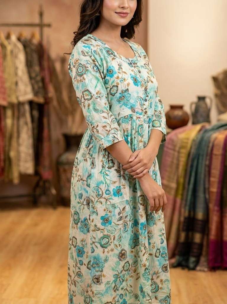 MIDI VOL 2 RAYON FOIL PRINT FROCK FOR GIRL SUMMER DAILY WEAR...