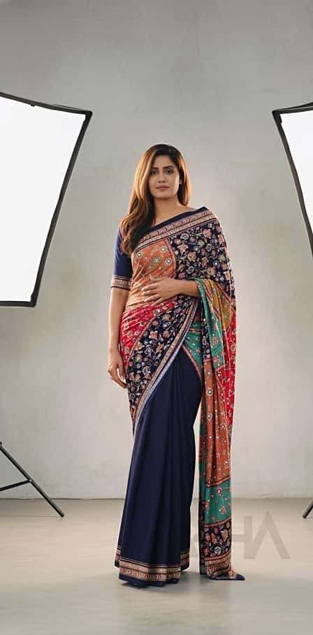 Mirror vol 32 Heavy Marsh mellow georgette fabric with mosai...