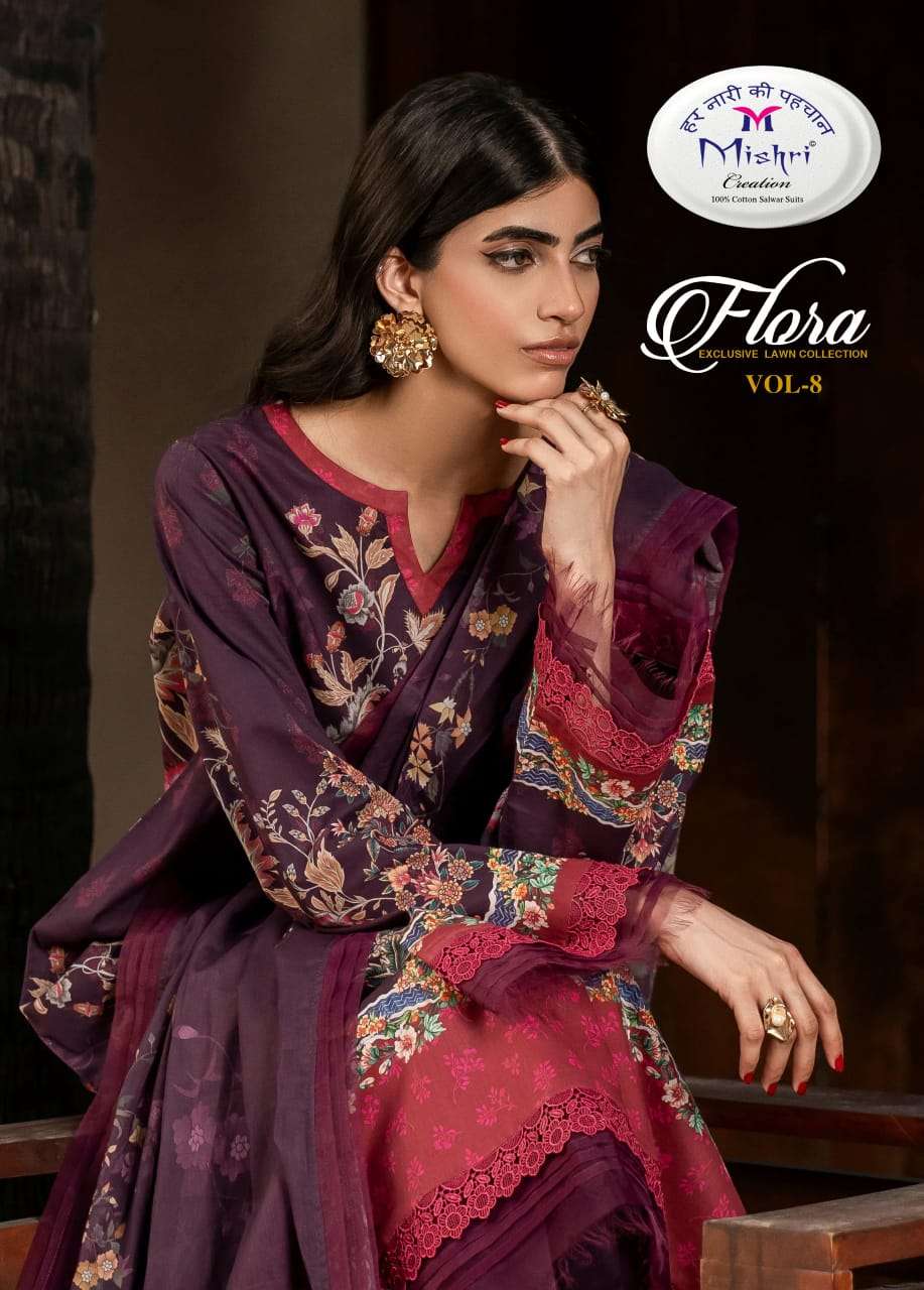 MISHRI CREATION FLORA VOL 8 SUMMER COMFORT LAWN COTTON DRESS...