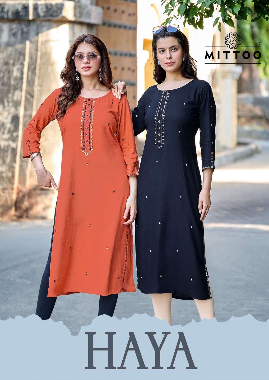 MITTOO HAYA HEAVY RAYON THREAD WORK KURTI COLLECTION NEW LOO...