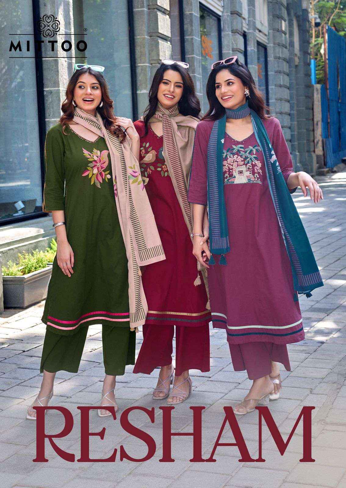 MITTOO RESHAM READYMADE COTTON THREAD DESIGN SALWAR KAMEEZ A...