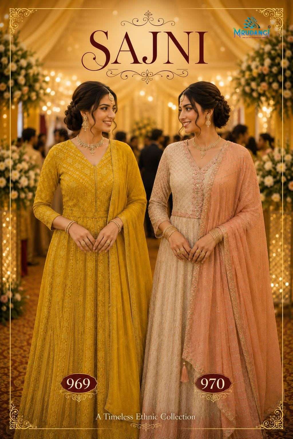MRUDANGI SAJNI 969 & 970 FULL CHIKANKARI HEAVY LOOK OVER EMB...